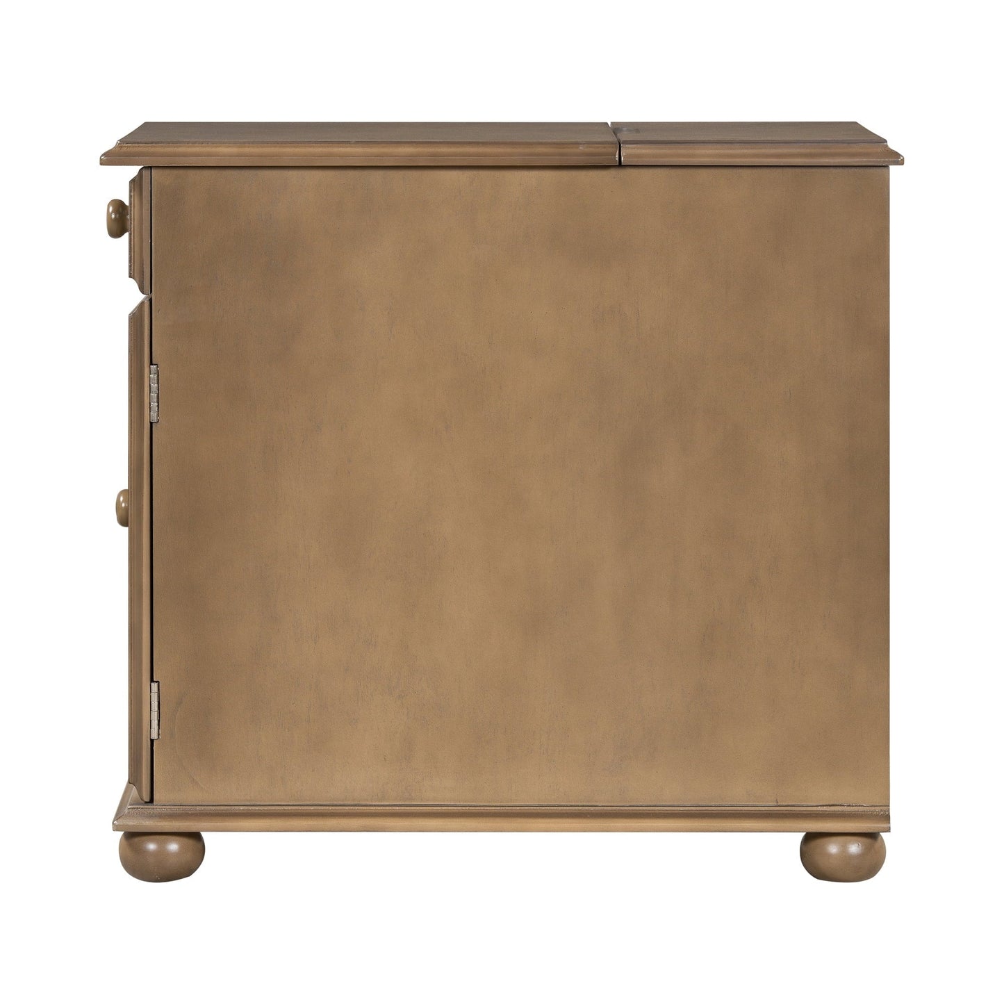 U-Can Vintage End Table Flip Top Side Table with USB Ports, One Multifunctional Drawer with Cup Holders, Sofa Couch Table with Bookshelf for Living Room and Small Space