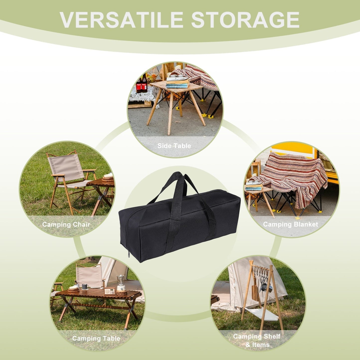 Uxcell Camp Chair Replacement Bag, Camping Folding Chair Bag with Handle Strap, 18 x 6 x 6 Inch for Outdoor (Black)