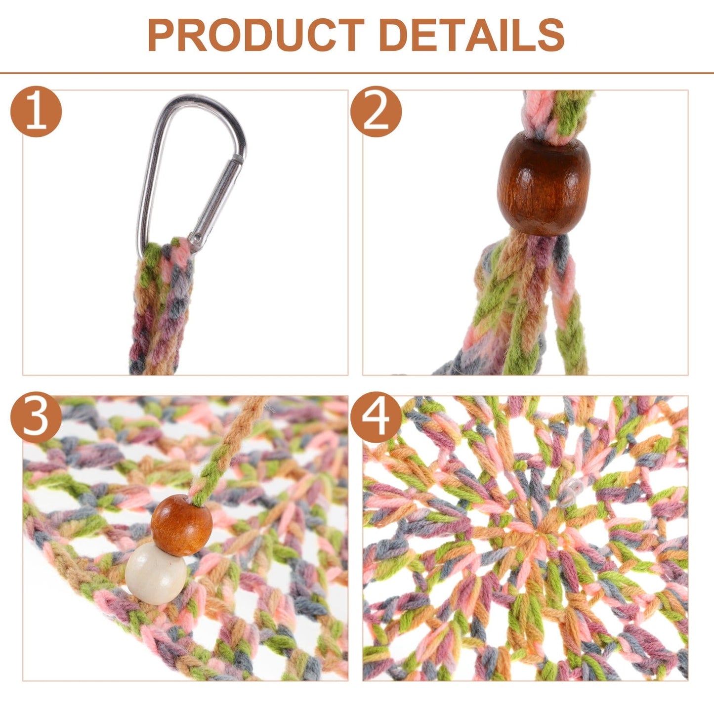 FUEENIRVA Hanging Bed Reptile Hammock Cotton Rope 1 Set 9.82X9.82X14.93in