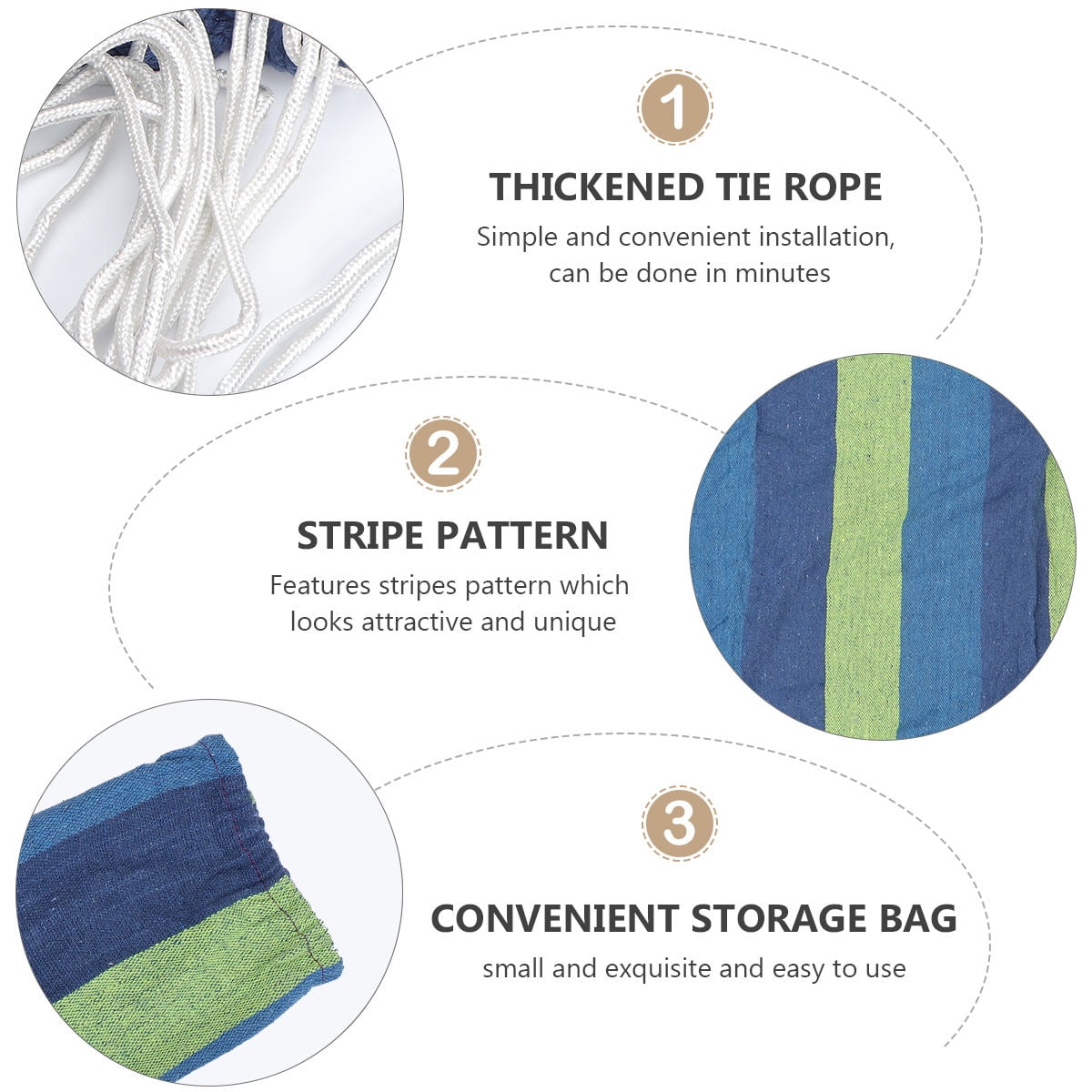 COOPHYA 1Set Blue Striped Canvas Hammock for Sleeping and Relaxation in Outdoor Activities 11.8x31.5x0.4in