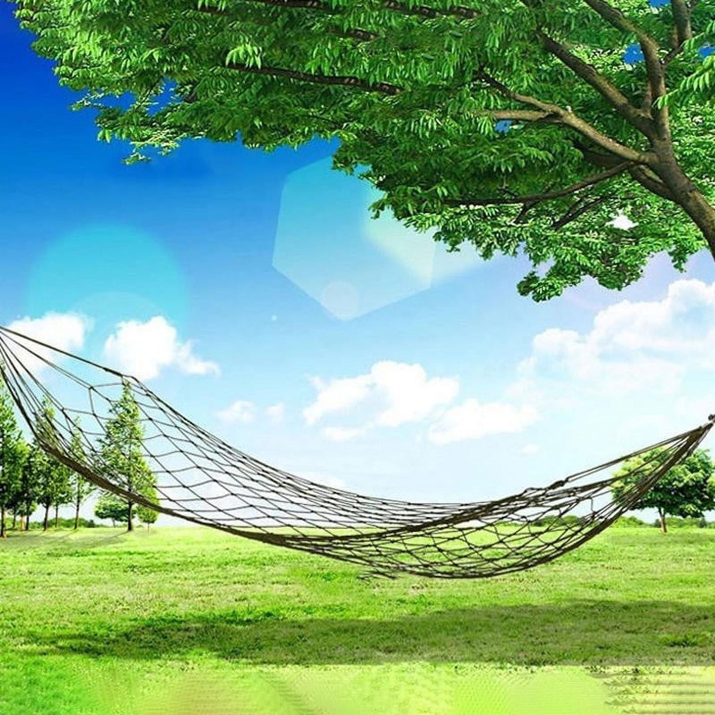 Nylon Mesh Outdoor Hammock with Tie Straps | Breathable Lightweight Design | 220lbs Weight Capacity | Portable Camping, Hiking, Backyard Use | 270x80cm Size | Durable Multi-Strand Rope