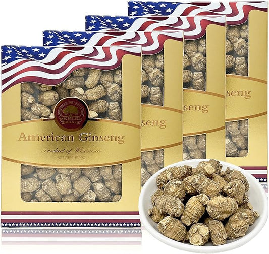 DOL Hand Selected Cultivated Wisconsin American Ginseng Pearl Ginseng 花旗参/西洋参 精选珍珠参 - in Box. (Small 4oz/Box*4)
