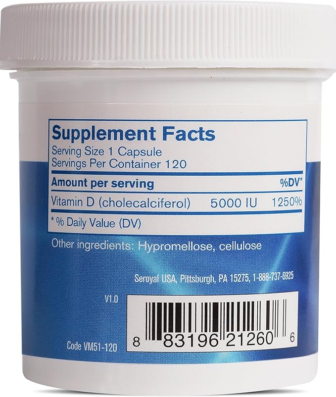 Pharmax Vitamin D 5000 IU | Supports Healthy Bones and Teeth, and Absorption of Minerals | 120 Capsules