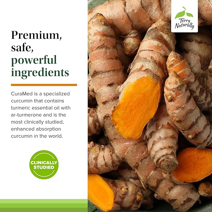 Terry Naturally CuraMed 100 mg Curcumin Complex - Enhanced Absorption Curcumin Supplement with Turmeric - Brain & Liver Health Support Supplement - Vegan Dietary Supplement - 60 Chewable Tablets