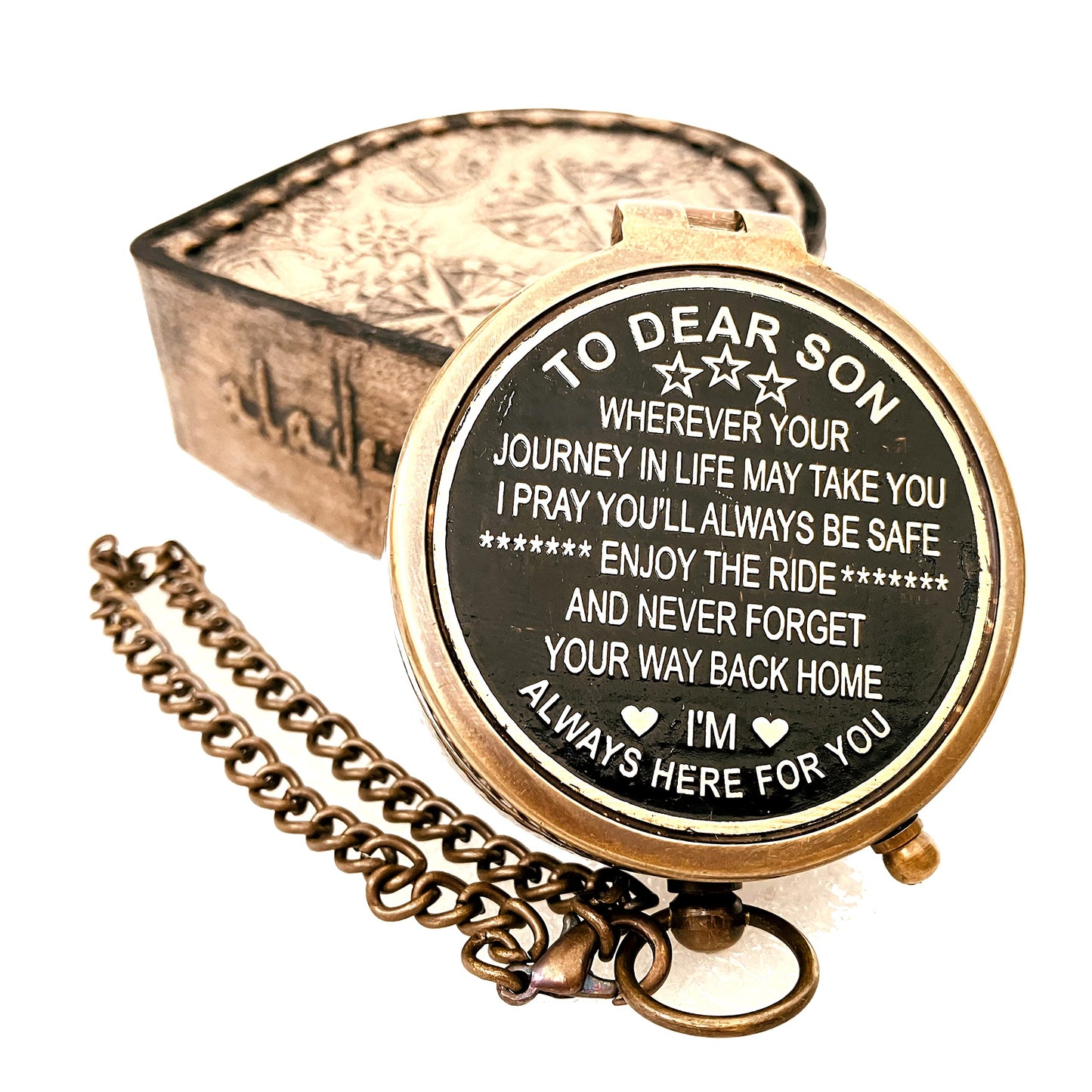 ALADEAN Gift for Son from Mom Dad | Engraved Compass 2" - Father to Son Gifts, Mom to Son Gifts for Graduation, Birthday Baptism Confirmation Communion (Dear Son - Always Here for You)