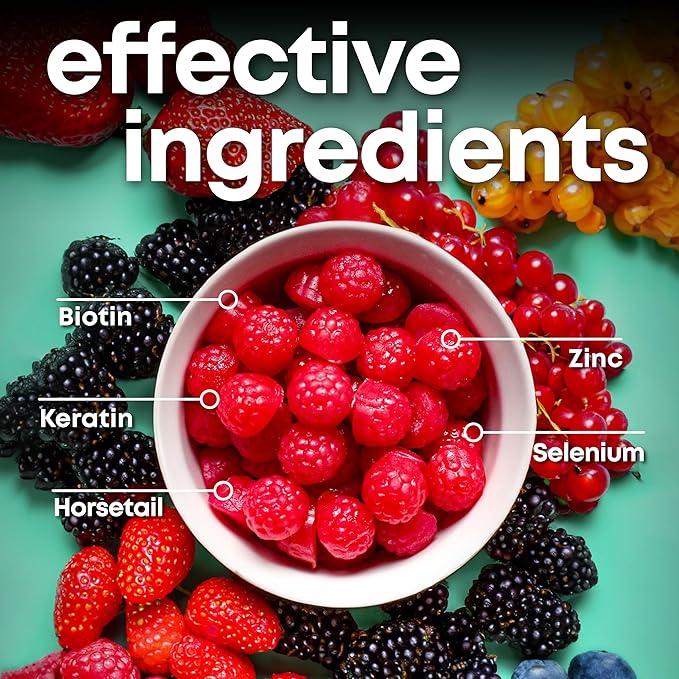 Her Own Grow Gummies, Promotes Thicker Hair, With Biotin, Keratin & Horsetail, Supports Fuller Hair, Healthy Hair Growth, Berry Flavor, 60 Gummies