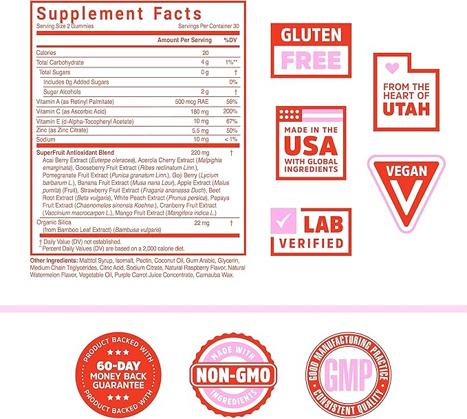 Zhou Nutrition Superfruit Multivitamin Gummies, 13 Natural Superfruits, Rich in Vitamin A, C, E, Zinc Gummies, Superfood Supplement, Immunity, Digestion & Energy, No Added Sugar, 60 Vegan Gummies