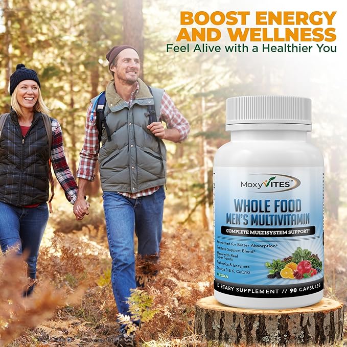 Methylated Mens Multivitamins - Daily Mens Vitamins with 44 Organic Whole Food - Multivitamin for Men with Iron & Fermented Nutrients - Vegan Daily Vitamin for Men with B-Complex, Probiotics, Omegas