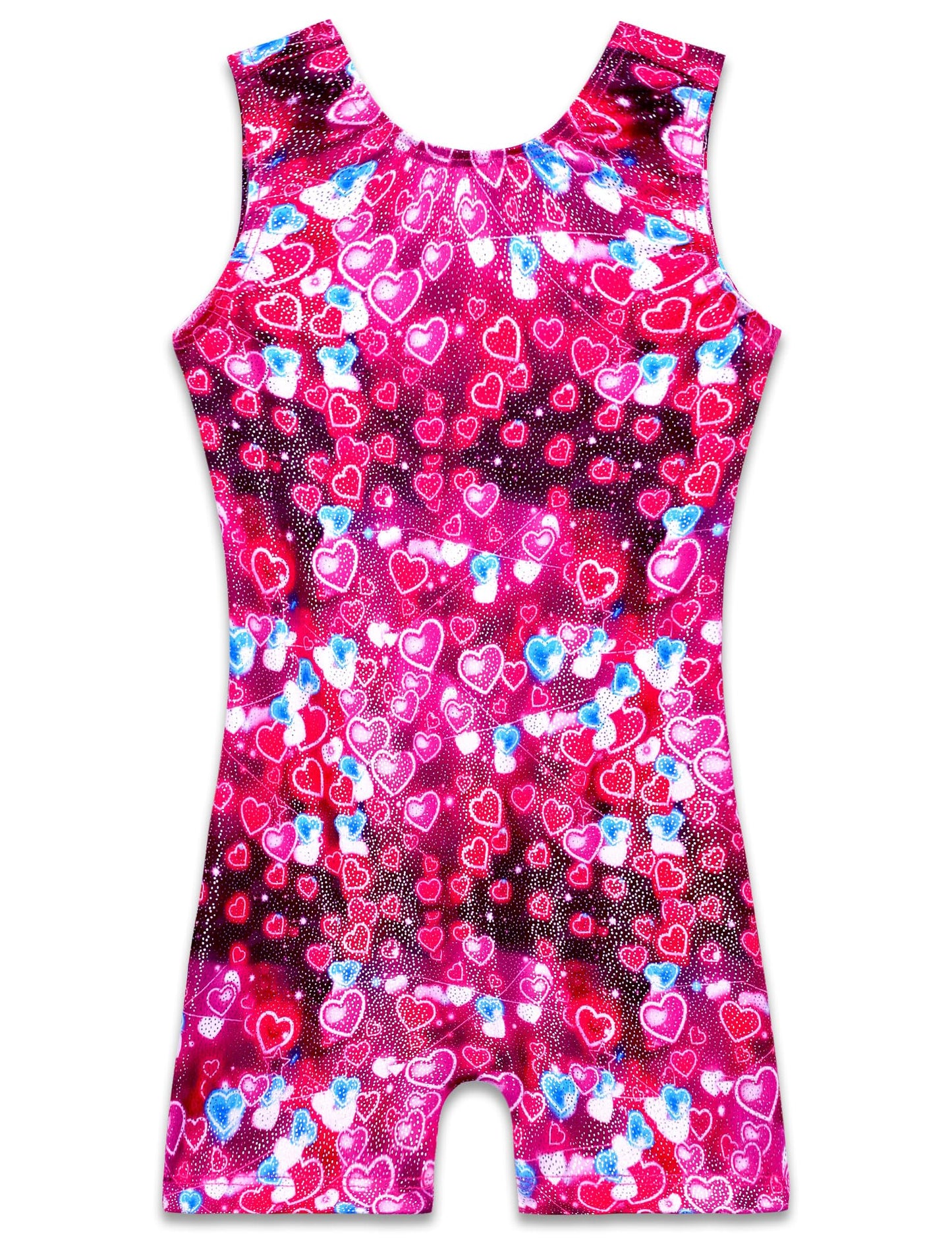 Girls Leotards for Gymnastics Size 5-6 Years Old Sparkly Sparkly Pink Hearts Tank Biketard Tumbling Cheer Class Unitards