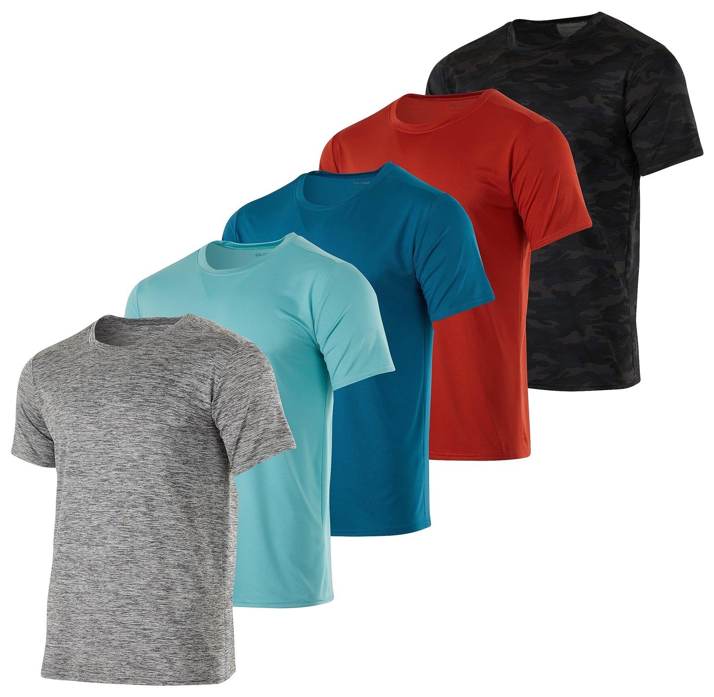 5 Pack Men’s Active Quick Dri Dry Fit Crew Neck T Shirts Athletic Running Gym Workout Short Sleeve Tee Tops Camisas Para Hombres Summer