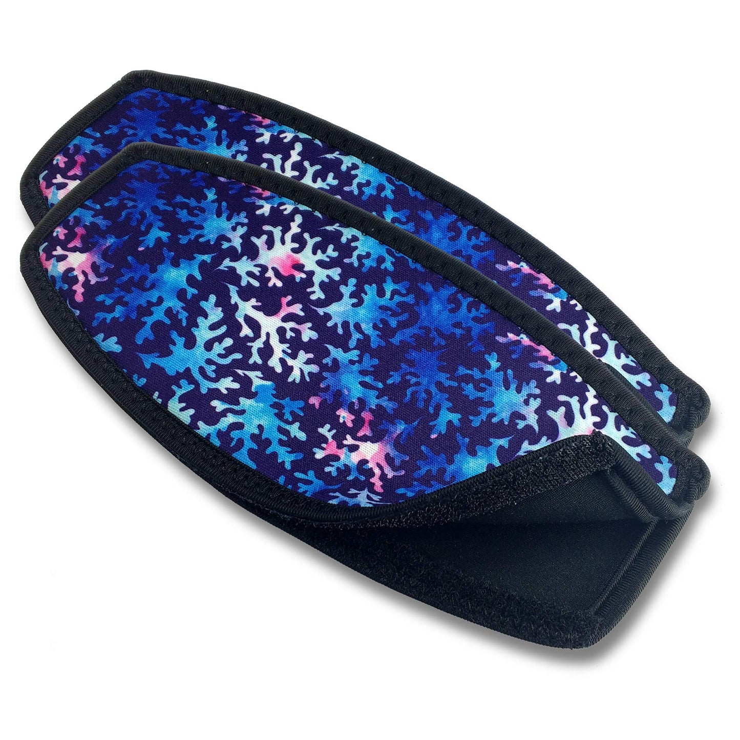 Flow Scuba Gear Diving Slap Strap with Hook and Loop Fastener - Neoprene Cover for Dive and Snorkel Mask Straps (Coral 2-Pack)