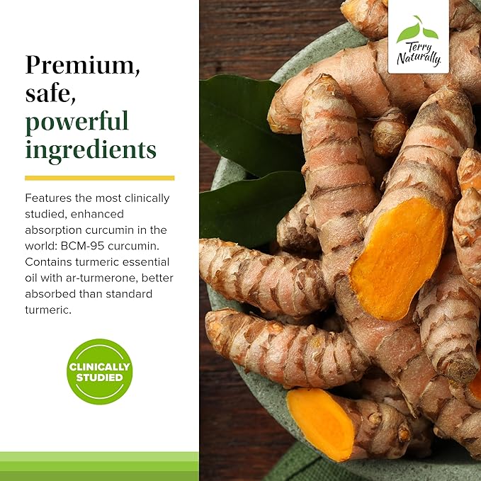 Terry Naturally Curamin Low Back Pain Relief - DLPA & Curcumin Supplement for Relief Support - Enhanced Absorption Curcumin Formula - Herbal Supplement with White Willow & Boswellia - 60 Capsules