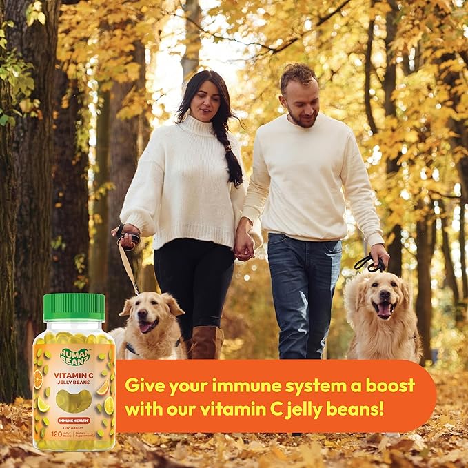 Vitamin C Jelly Bean Gummies for Adults, Immune Support Dietary Supplements, Vegetarian, 120 Citrus Blast Jelly Beans, Kosher