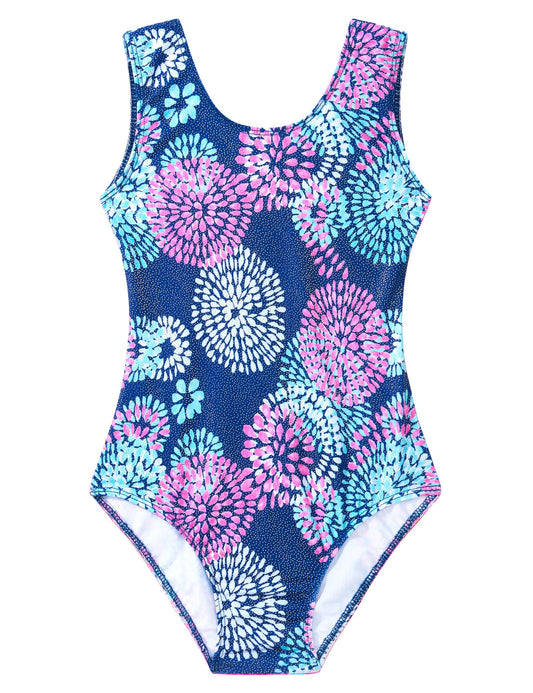 Domusgo Gymnastics Leotards for Girls 5-6 Years Old Blue Pink Sparkly One Piece Tumbling Outfits