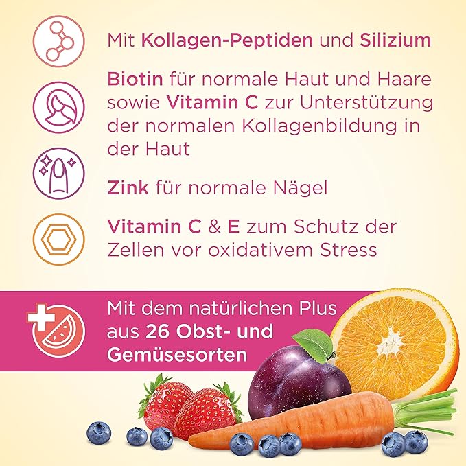 Nature's Way Alive! Hair, Skin & Nails Premium Gummies, Beauty Formula*, with Collagen, Biotin, Vitamins C & E, Strawberry Flavored, 60 Gummies