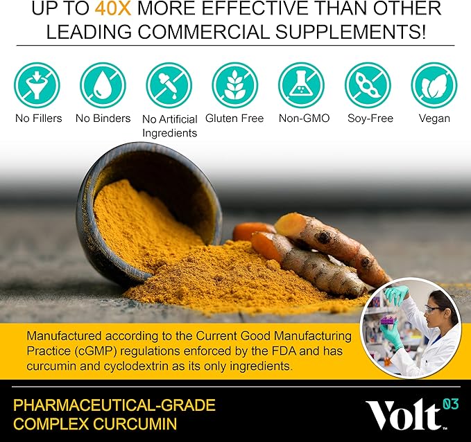 Organic Turmeric Curcumin Capsules, 400mg Complex Curcurmin - Pharmaceutical-Grade Curcumin Supplement for Joint Health, Immune Support, & Healthy Inflammation Response, 60-day (2 month) supply