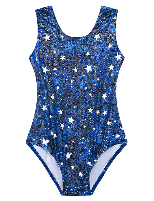 Domusgo Gymnastics Leotards for Girls 5-6 Years Old Dark Blue Sparkly One Piece Tumbling Outfits