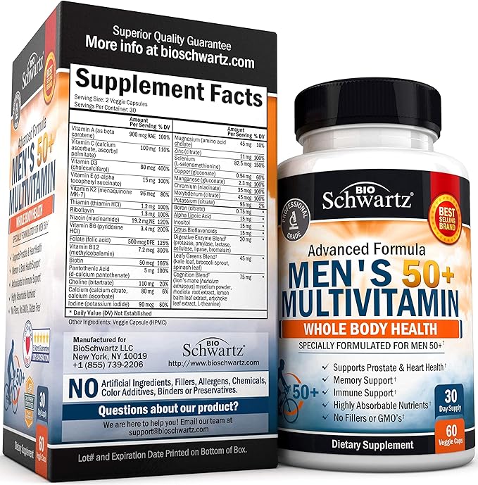 Daily Multivitamin for Women 50 & Over + Daily Multivitamin for Men 50 & Over - Supports Healthy Immune Response & Healthy Heart Function - Designed for Whole Body Health