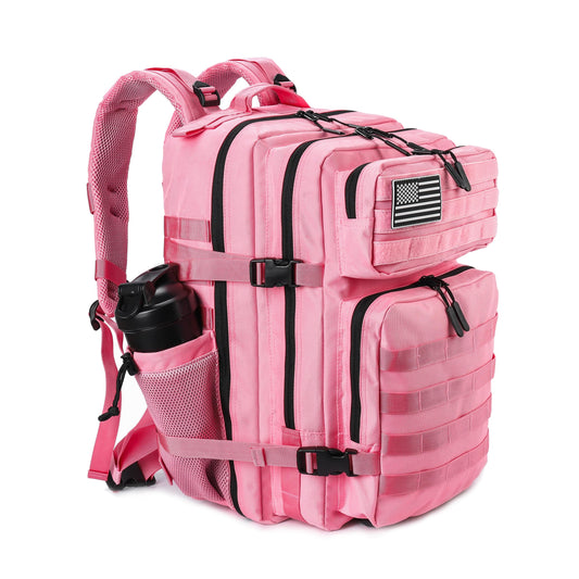 LHI Military Tactical Backpack for Men and Women 45L Army 3 Days Assault Pack Bag Large Rucksack with Molle System - Pink