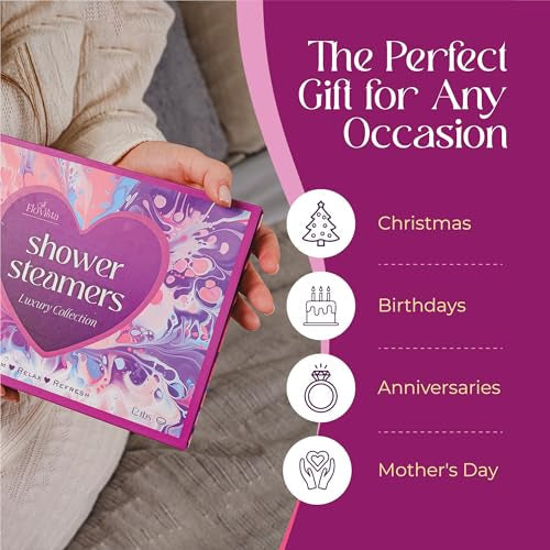 Aromatherapy Shower Steamers Gift Set – 12 Spa Tablets, 6 Scents (Lavender, Mint & Eucalyptus, Jasmine, Watermelon, Grapefruit & Orange) – Relaxation & Stress-Relief Self-Care Gifts for Women