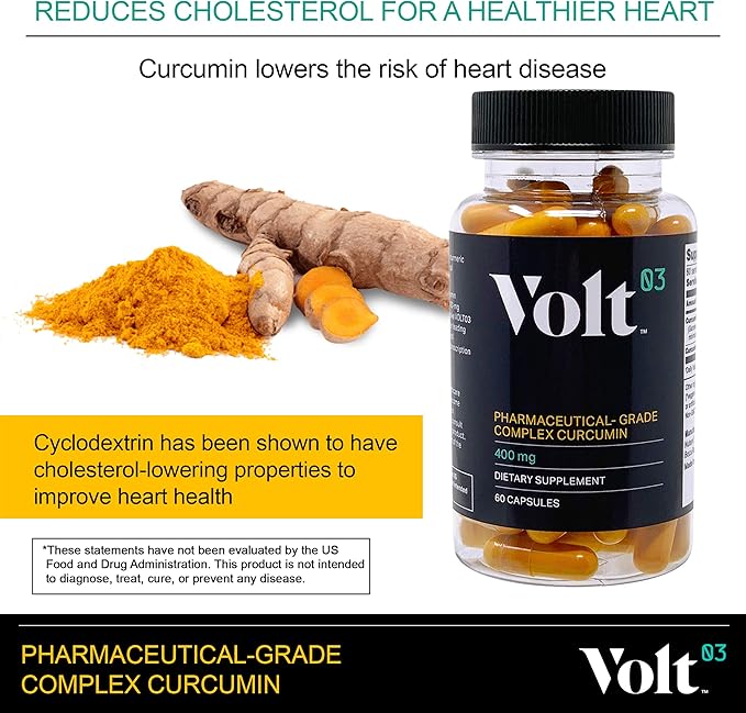 Organic Turmeric Curcumin Capsules, 400mg Complex Curcurmin - Pharmaceutical-Grade Curcumin Supplement for Joint Health, Immune Support, & Healthy Inflammation Response, 60-day (2 month) supply