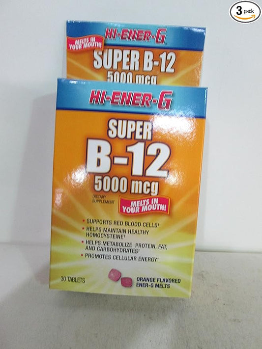 Windmill Health Products Hi-Ener-G Super B-12 5000 mcg, 30-Count Boxes (Pack of 3)