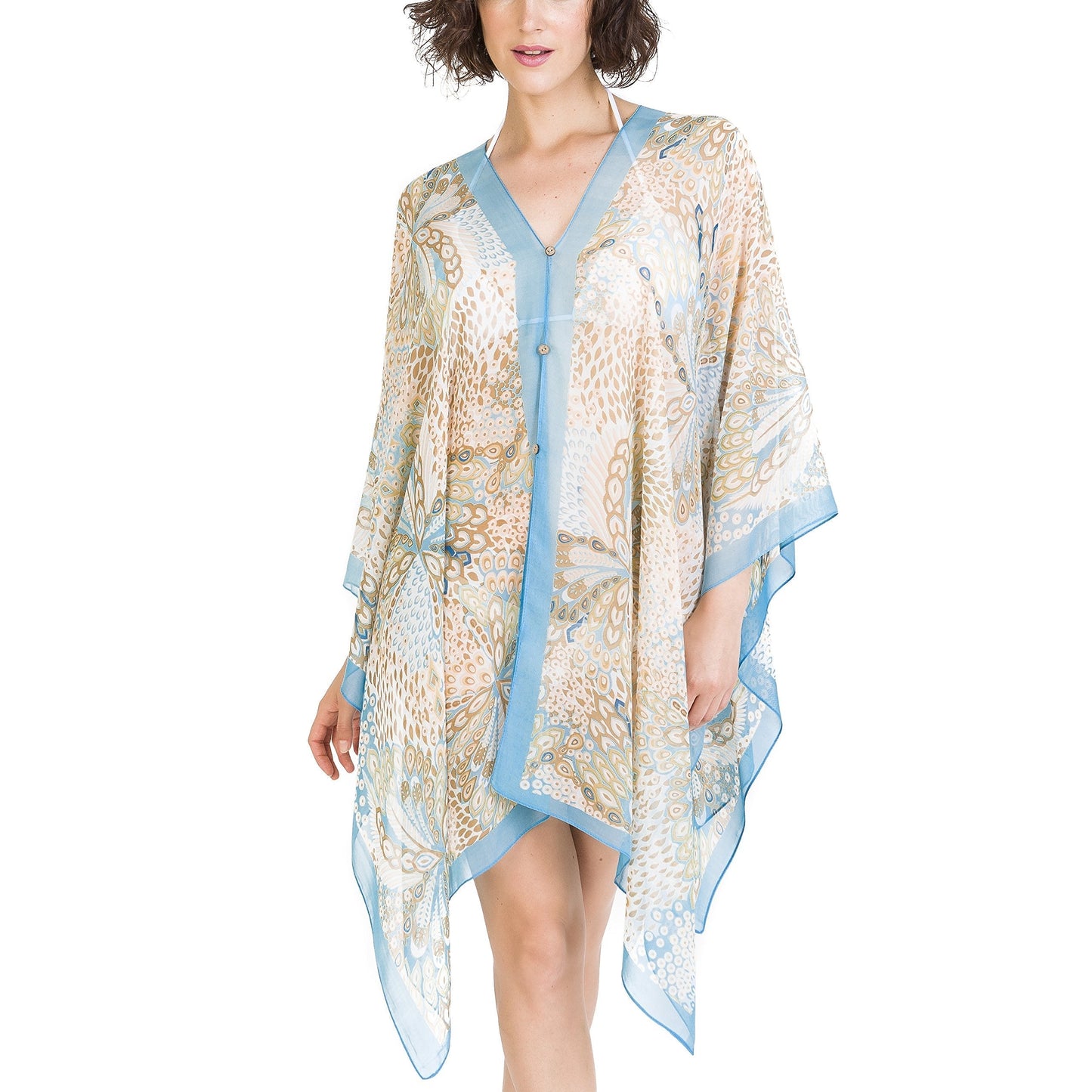 MELIFLUOS DESIGNED IN SPAIN Women's Beach Cover Up Swimsuit Kimono Pareo Sarong Beach Wear Dress for Summer (CB02-5)