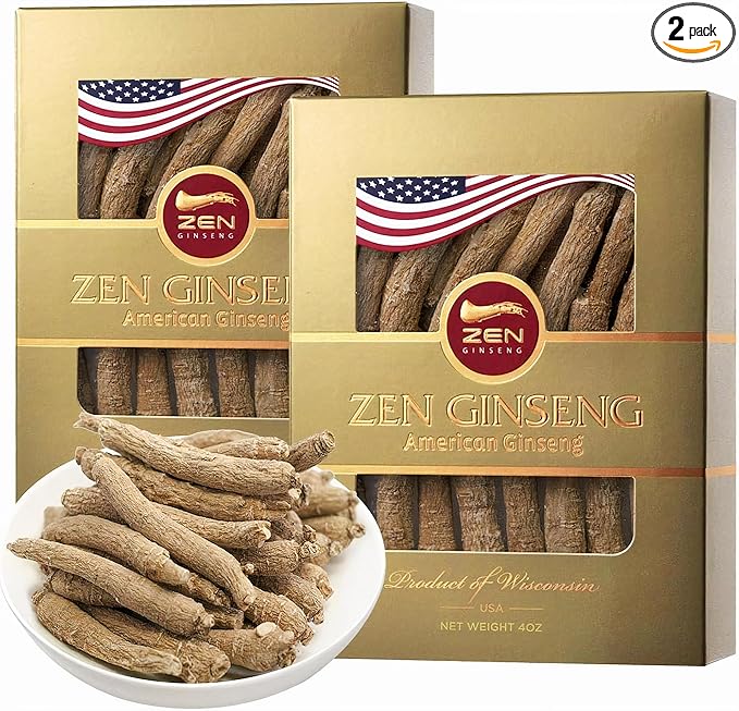 Zen American Wisconsin Ginseng - Small Long Root - Premium Quality Panax Ginseng. Boosts Body Immunity, Energy for Men & Women (8 Oz, Small Long Root-8oz)