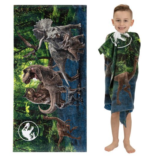 Franco Kids Super Soft Cotton Bath/Pool/Beach Towel, 58 In x 28 In, Jurassic World