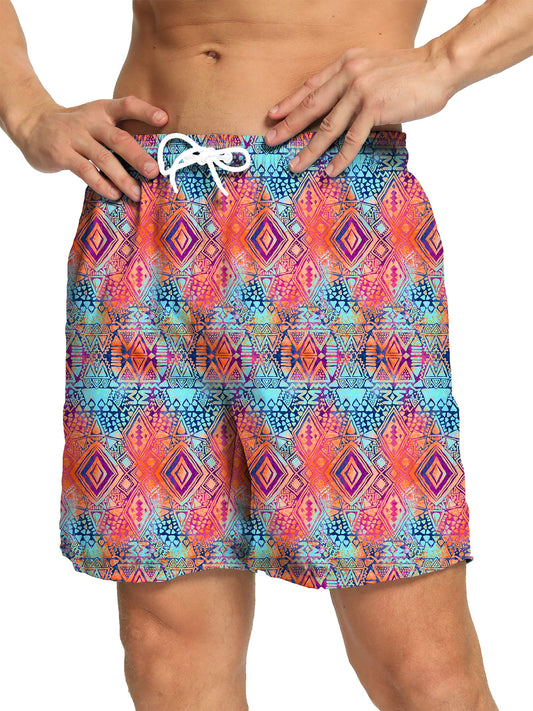 Men's Swim Trunks Quick Dry with Mesh Lining Beach Shorts Bathing Suit Swimwear (08-Tie Dyed,L)