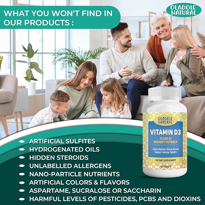 Vitamin D3 10,000 IU- 120 Softgel | High Potency Formula Supports Healthy Bones, Teeth, Muscles & Immune Function | Non-GMO, Gluten-Free | Mood Enhancer, Daily Wellness Essential