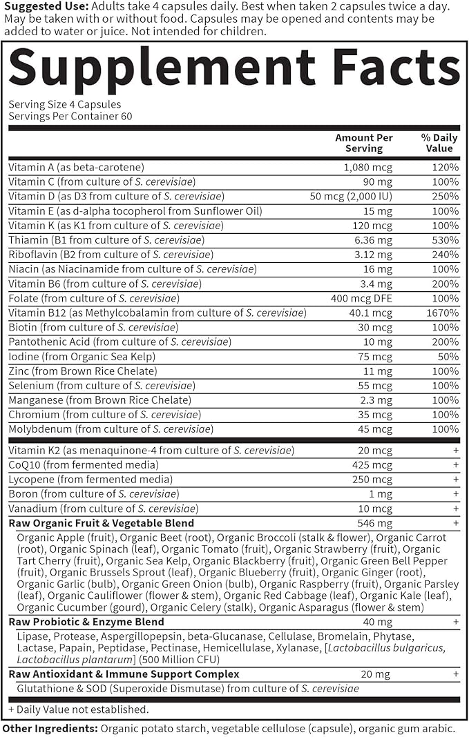 Garden of Life Vitamin Code 50 & Wiser Men Raw Whole Food Multivitamin, Vitamins for Men Over 50 for Prostate Health, Healthy Heart, Blood Pressure, 240 Vegetarian Capsules *Packaging May Vary*