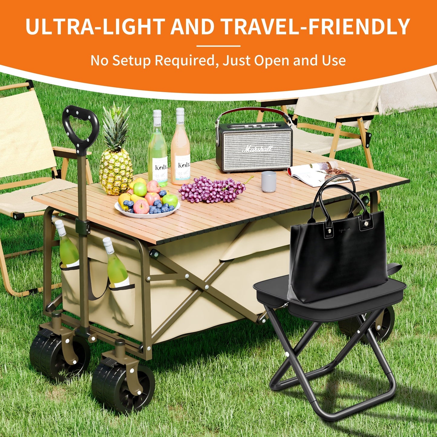 2 Pack Portable Stool with Carry Bag, 10.6 Inch Small Folding Stool for Adults, Ultralight Black Camping Stools for Picnic, Hiking and Fishing, Hold Up to 220 LBS