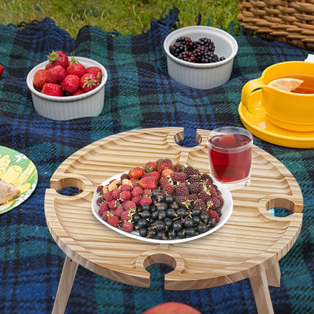 Tineasur Portable Picnic Table Picnic Table Wood 1Pcs for Travel