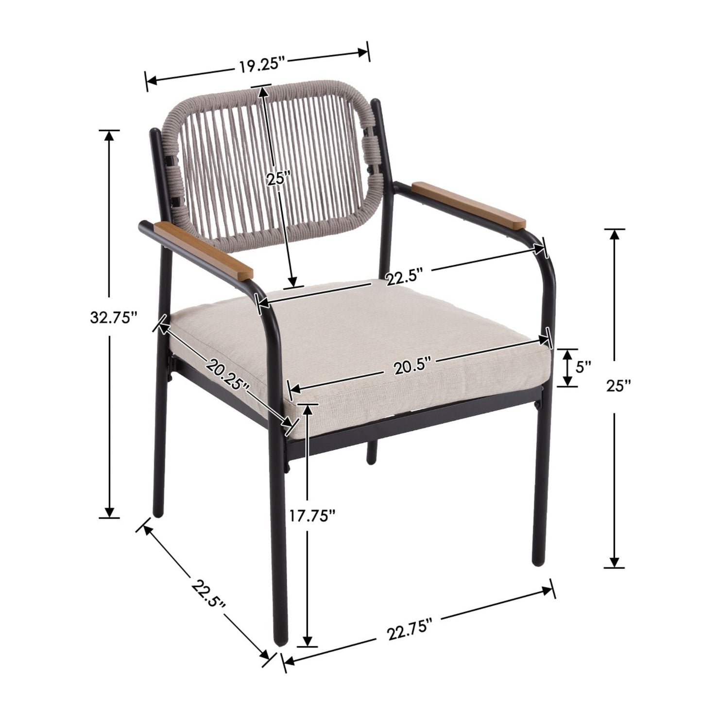 Patio Dining Chairs Set of 4, Wicker Outdoor Chairs for All Weather, Rattan Dining Chairs with Removable Cushions for Deck, Garden or Indoor Use, Beige