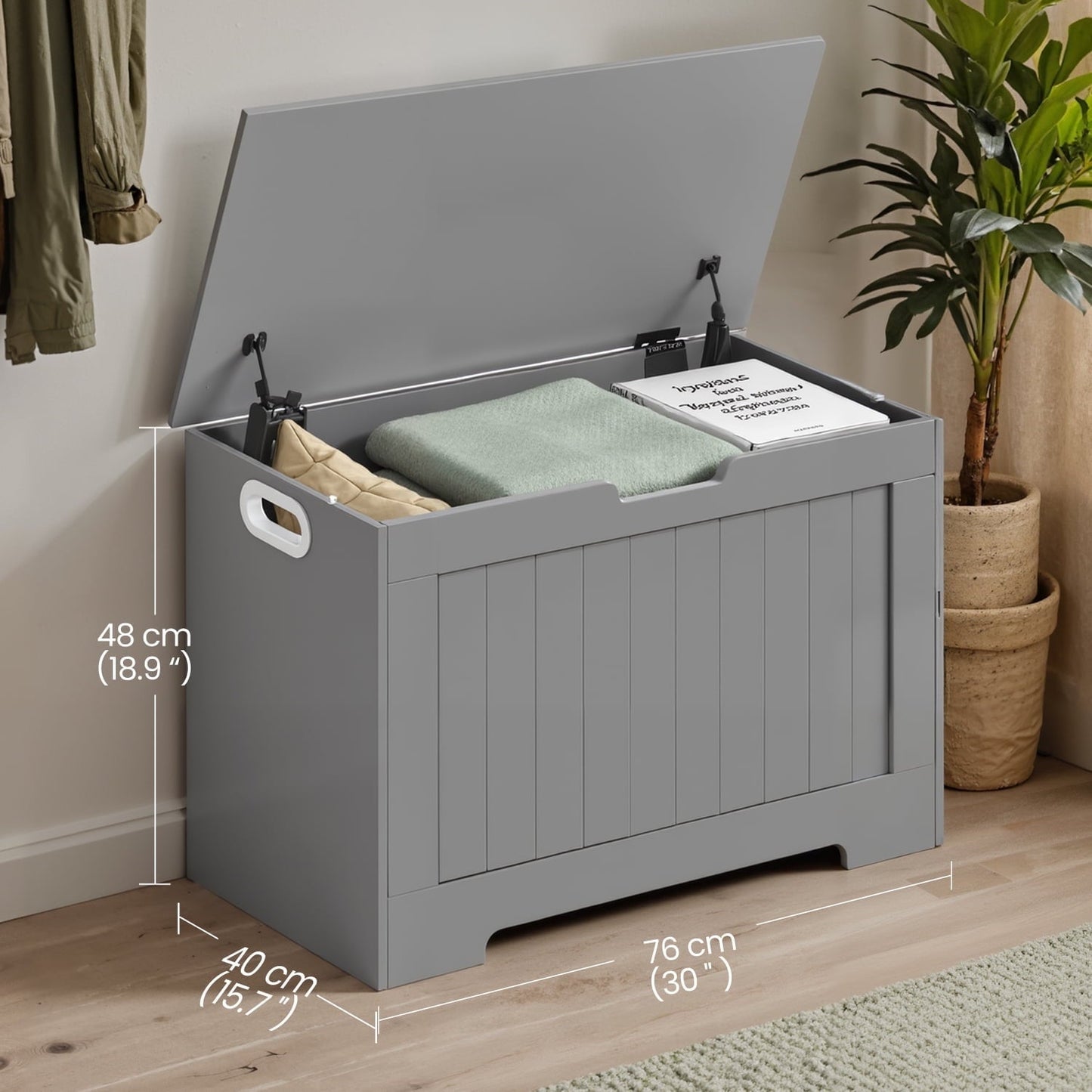 LEDREM Storage Chest Storage Trunk for Bedroom Entryway Large Capacity Organizer, Dove Gray