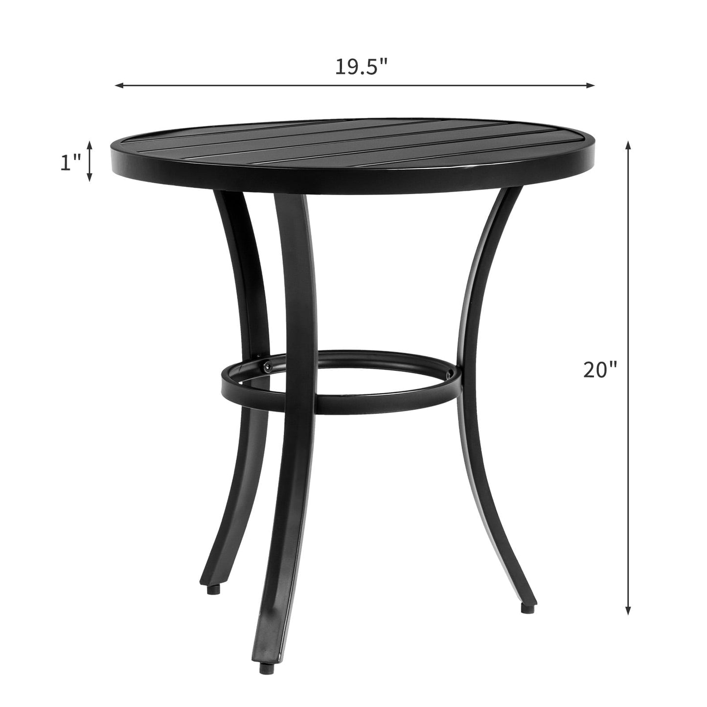 BAYUELSWU Outdoor Patio Bistro Table, 19.5 inch Round Patio Dining Table with Durable Weather-Resistant Frame for Backyard, Garden, Patio, Porch, Pool (Black)