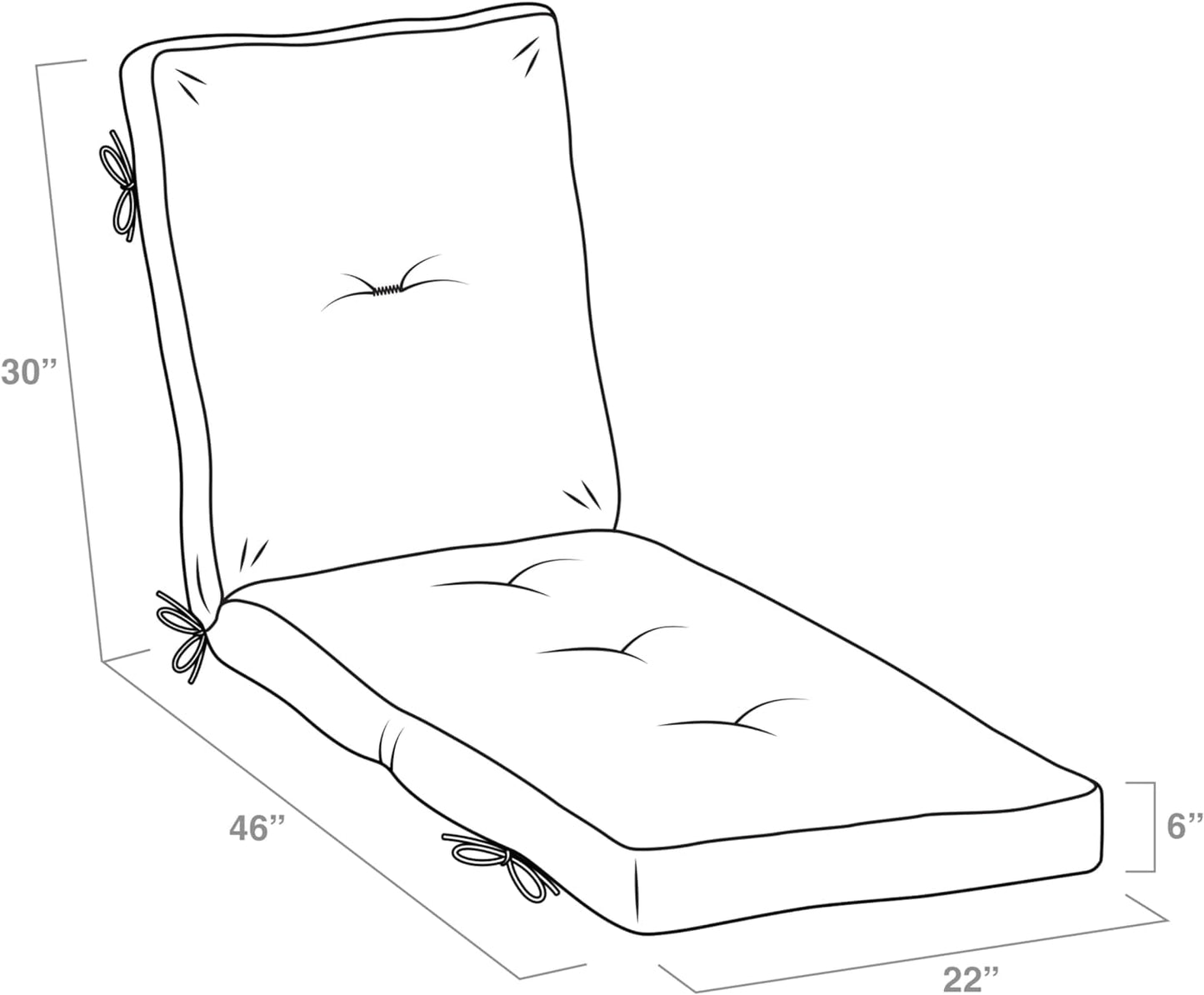 zzppy Outdoor Plush Modern Tufted Chaise Cushion, 76 x 22, Water Repellent, Fade Resistant, Tufted Cushion for Chaise Lounger 76 x 22, French Blue Texture