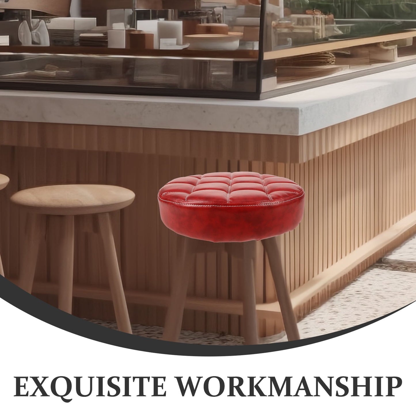 FUEENIRVA Round Stool Pu Seat Comfortable Sitting For Bar Counter 12.58X12.58X2.95In 1Pack