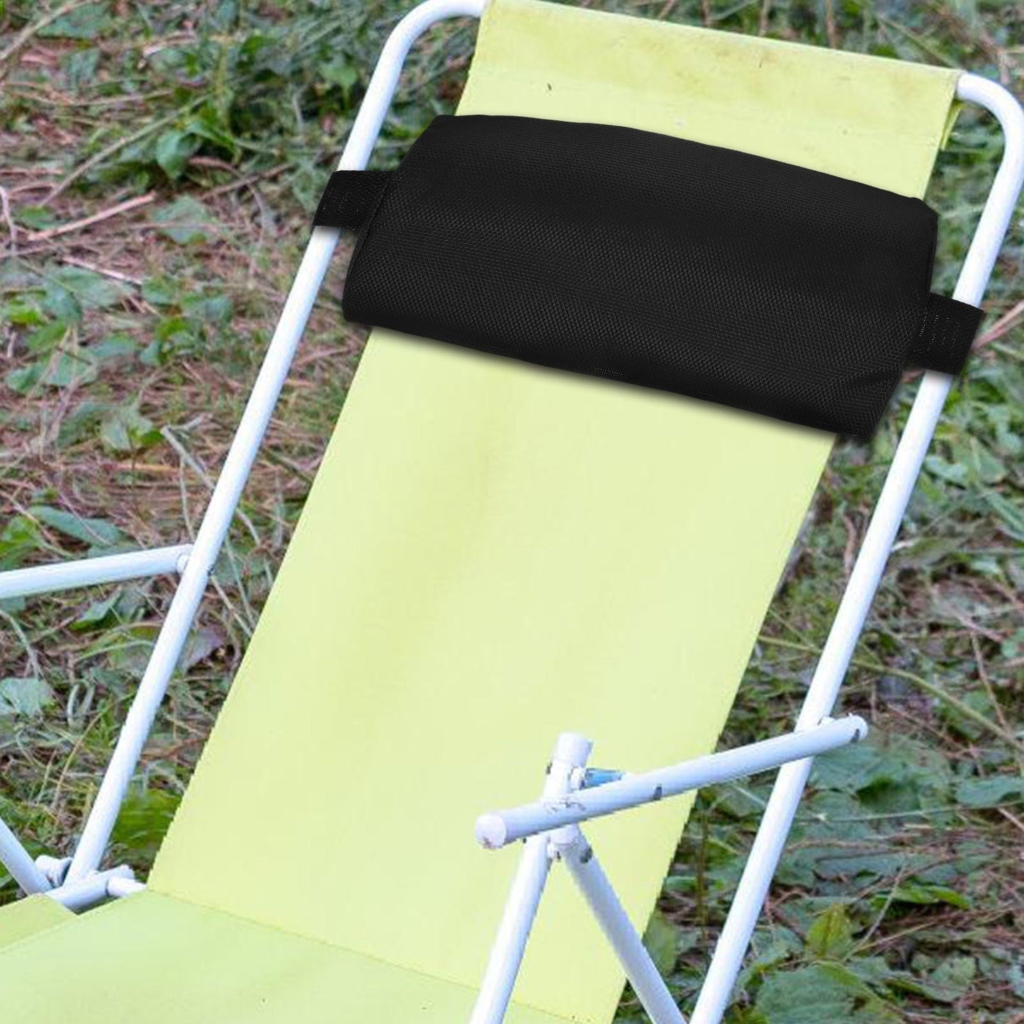 Phenofice 1Pcs Black Cloth Sponge Rectangular Beach Chair Pillow for Outdoor Picnic and Camping 11.8x5.9x2in