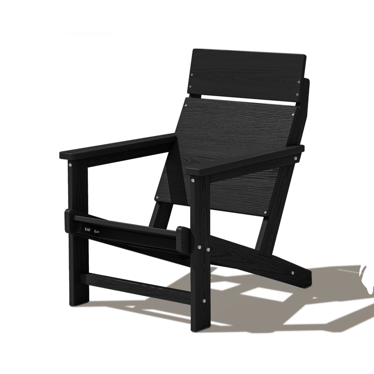JUSTLET HDPE Adirondack Outdoor Chair, One - Piece Backrest Lawn Chair - Ideal for Poolside, Garden, Patio & Balcony, Black