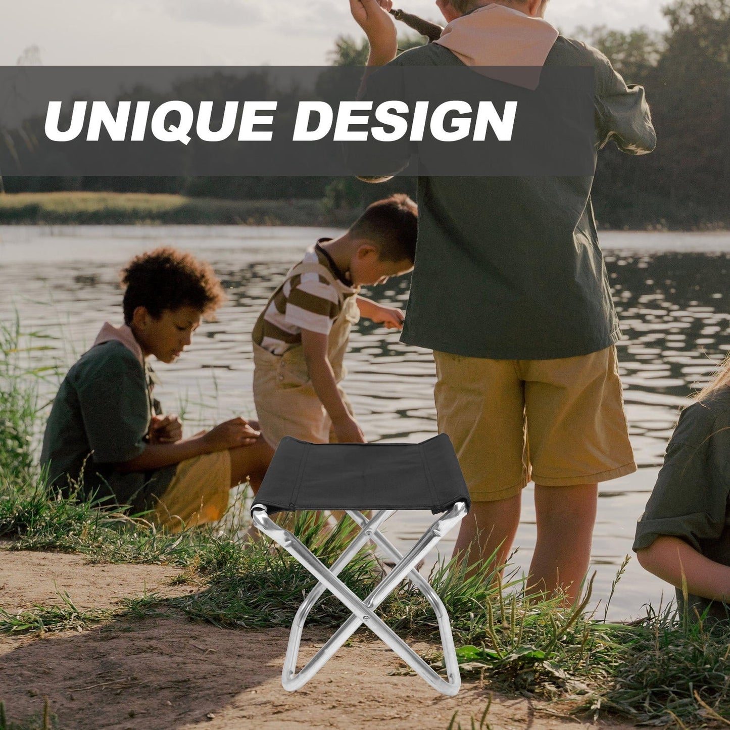Raindrops Folding Chair Made of Aluminum Alloy and PVC Oxford Cloth Black Color Perfect for Fishing Camping or Beach 100kg Capacity