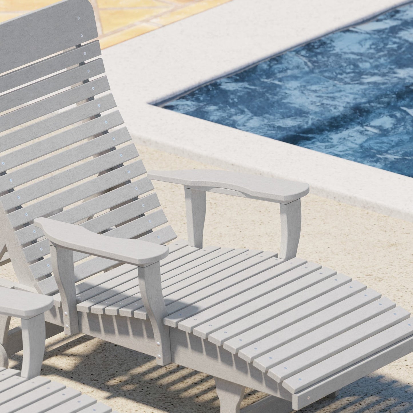 Wildridge Signature Chaise Lounge, Light Gray - Outdoor Weather Resistant Recycled Plastic Furniture for Patio