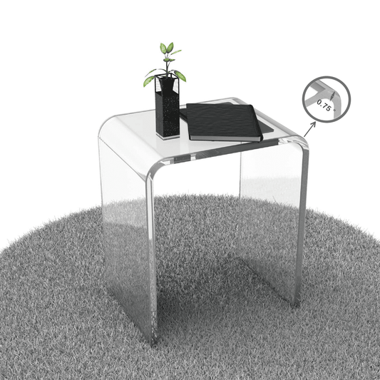 Ageszoe Acrylic End Table, Modern Bathroom Chair 3/4" Thick with Round Edges, 16"L x 12"W x 18"H, Transparent