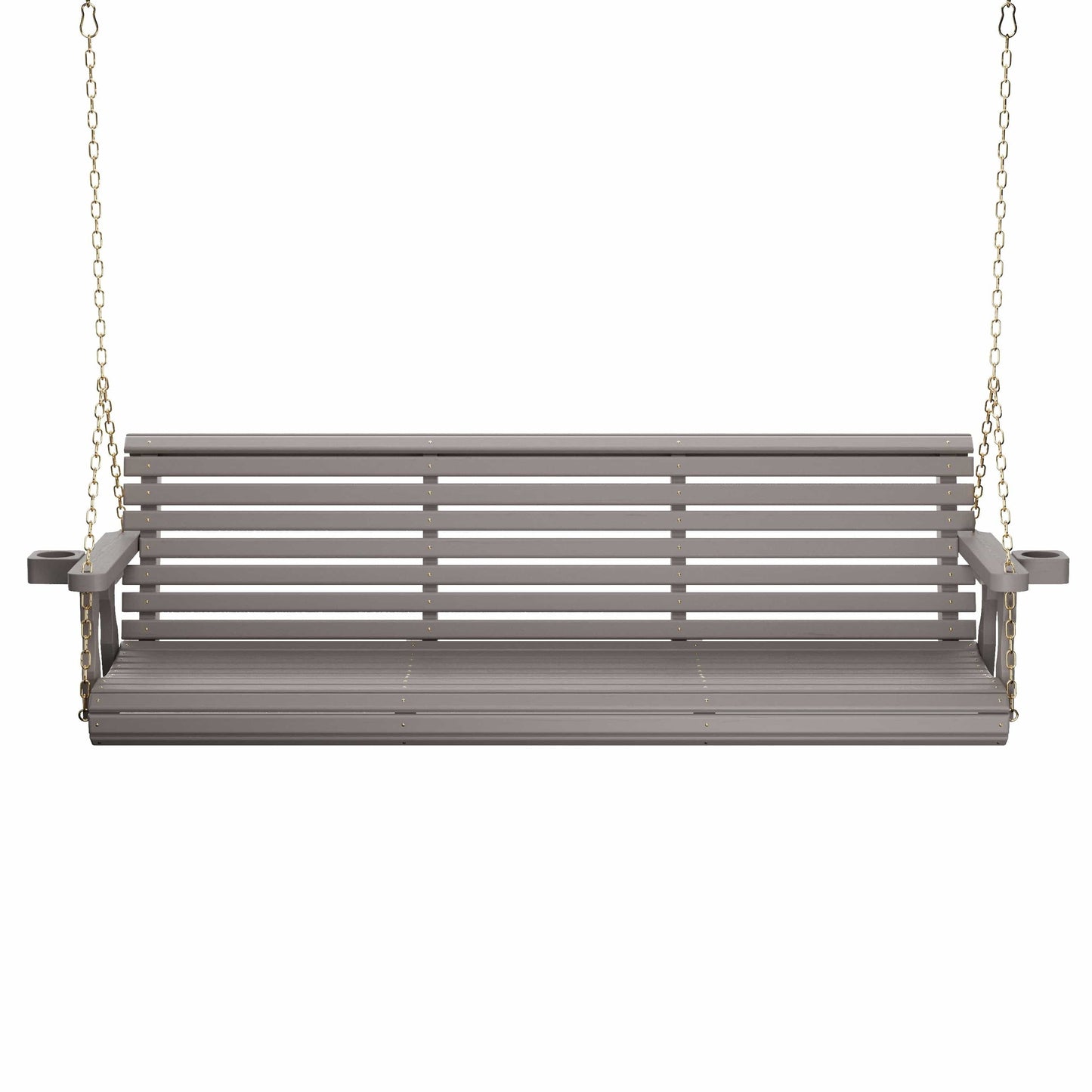 Amish Casual 6 Foot Roll Back Porch Swing with Cup Holders in Semi-Solid Gray Stain - Amish Made in The USA from Treated Pine Heavy Duty 700 Lb. Weight Capacity