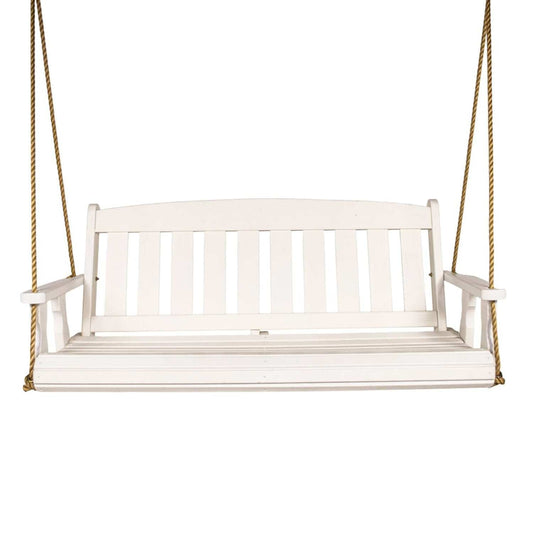 Amish Casual Heavy Duty 800 Lb Mission Treated Porch Swing with Hanging Chains (5 Foot, Semi-Solid White Stain)
