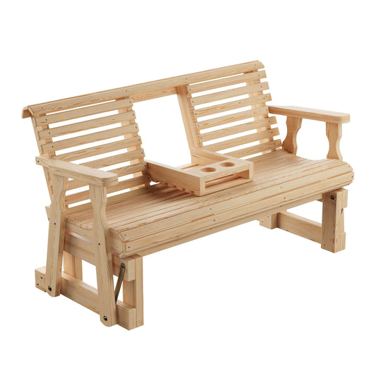 Amish Casual Heavy Duty Rollback Console Glider, 5-Foot, Unfinished