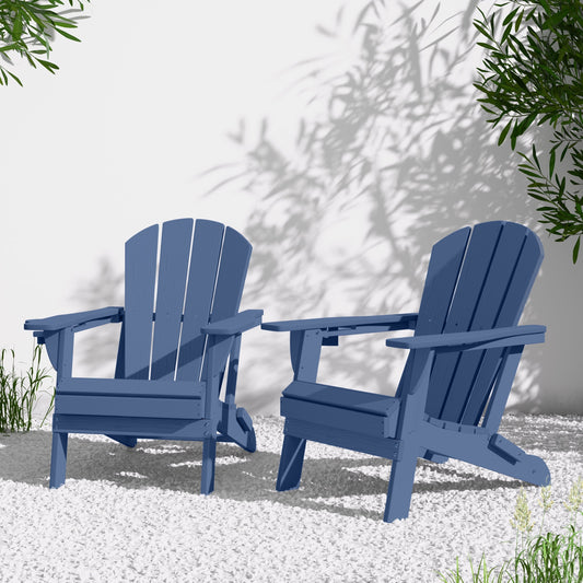 AreShark Adirondack Chair Set of 2,HDPE All-Weather Patio Chairs Outdoor with Cup Holder, Lawn Chair with Weather Resistant for Outside Deck Lawn Garden, Weight Capacity Up to 380 Lbs –Navy