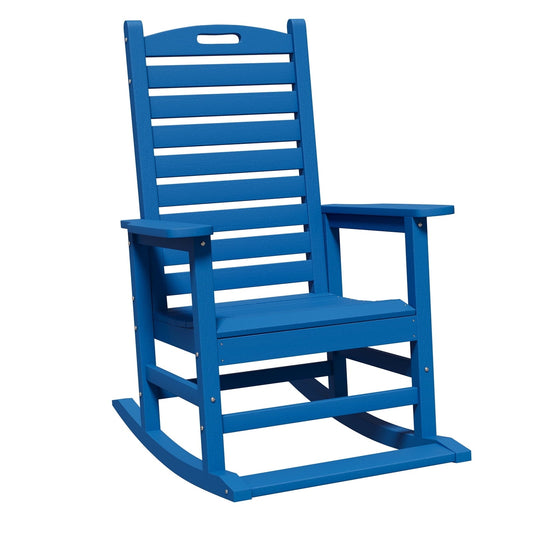 AreShark Oversized Rocking Chair Outdoor, HDPE PolyRocking Chair, All Weather Porch Rocker for Deck Patio Balcony, 380lbs, Navy Blue