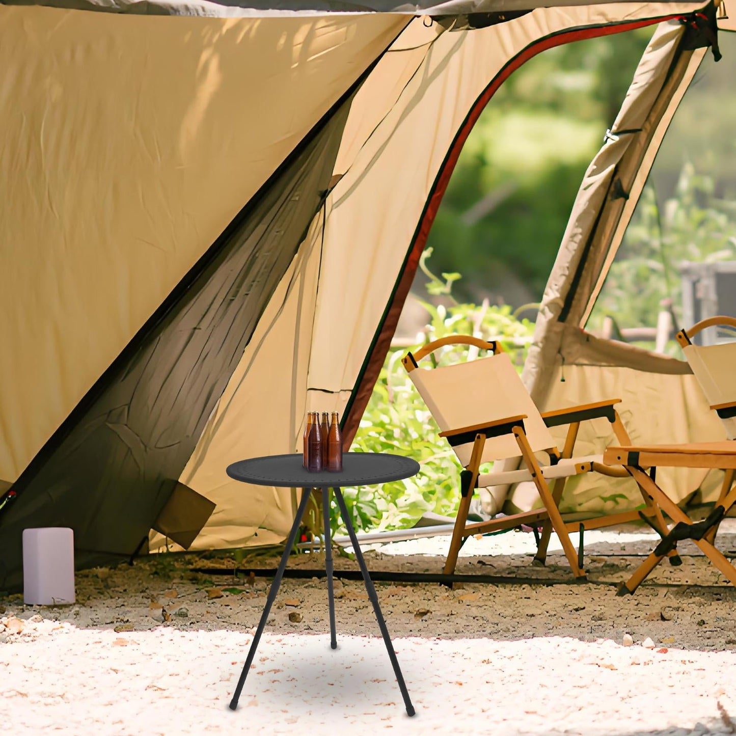 Beaupretty Compact Table Round Patio Table ABS Portability For Picnics With Adjustable Height 1Pcs